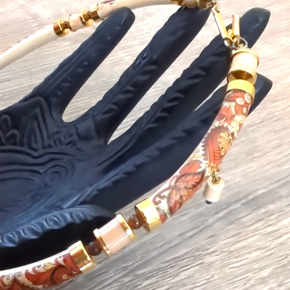 Vintage Japan Hand Painted  Porcelain Beaded Choker Necklace - Picture 4 of 12